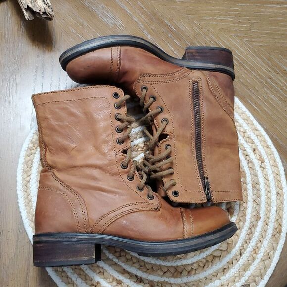Steve Madden Womans Tropa Leather Lace Up, Round Toe Boot, 7.5 - Picture 6 of 10
